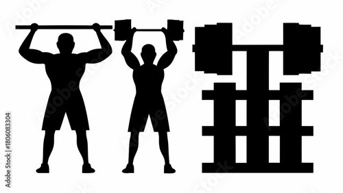 Powerful weightlifting silhouettes showcase strength and fitness for your brand's active lifestyle campaign