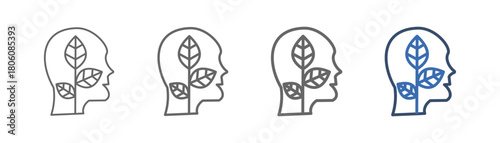 
outline icon sheet personal growth with human head and plant design
