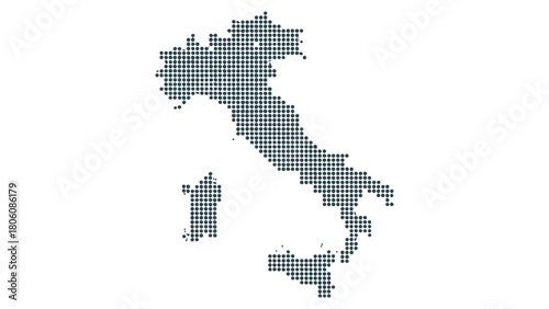 Italy map made of dots isolated on italian country, geography, travel, location, navigation, cartography, geopolitical, area, region, territory, land