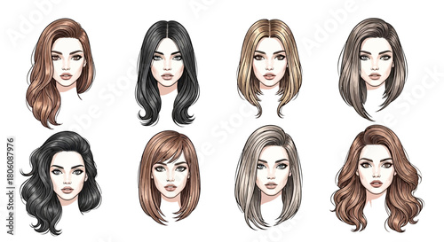 Diverse Womens Hairstyles A Collection of Watercolor Portraits.