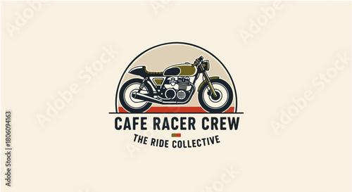 Retro Cafe Racer Motorcycle Logo Vector – Vintage Bike Emblem for Garage & Biker Community