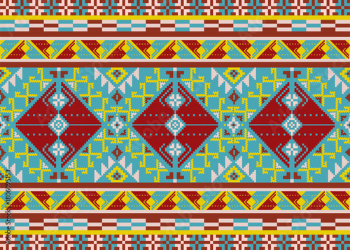 beautiful pixel tribal pattern inspired by each native pixel fabric like wayuu African native American southeast Asian traditional textile Thai silk pattern Aborigine Australian and Columbian fabric
