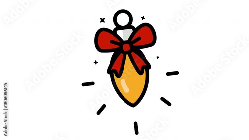 Festive christmas light bulb decoratively wrapped with a ribbon, ideal for holiday greetings, event invitations, and festive decorations for design.