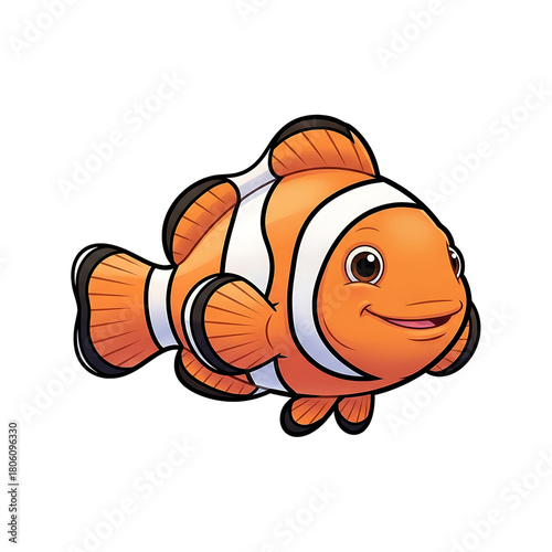 Cartoon Clownfish Illustration A Cheerful Aquatic Character for Children's Designs