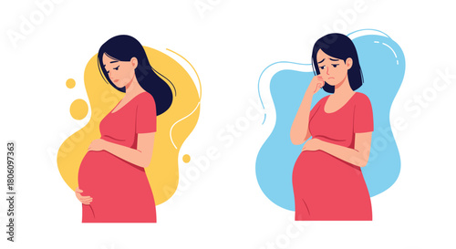 A pregnant woman experiences a range of emotions, from serene contemplation of her pregnancy to feelings of worry and sadness.