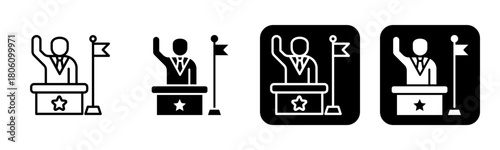 Executive Icon Line and Black Fill Style Collection