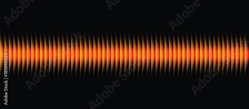 Yellow Orange Waves Vertical Glass Background. Abstract Horizontal Gradient Interference Pattern with Bright Center and Dark Edges. Vector illustration