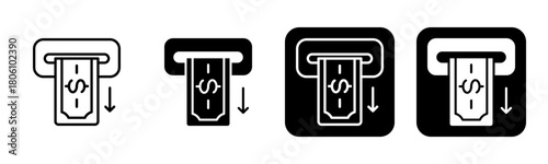 Withdrawal Icon Line and Black Fill Style Collection