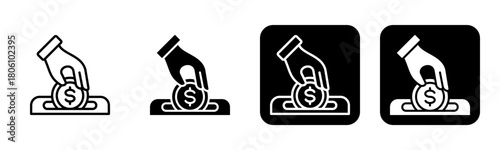 Deposit Icon Line and Black Fill Style Collection