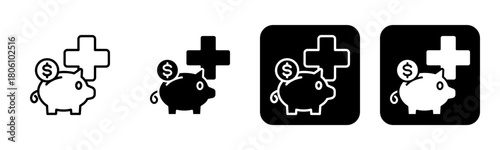 Saving Account Icon Line and Black Fill Style Collection