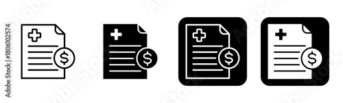 Medical Expense Icon Line and Black Fill Style Collection