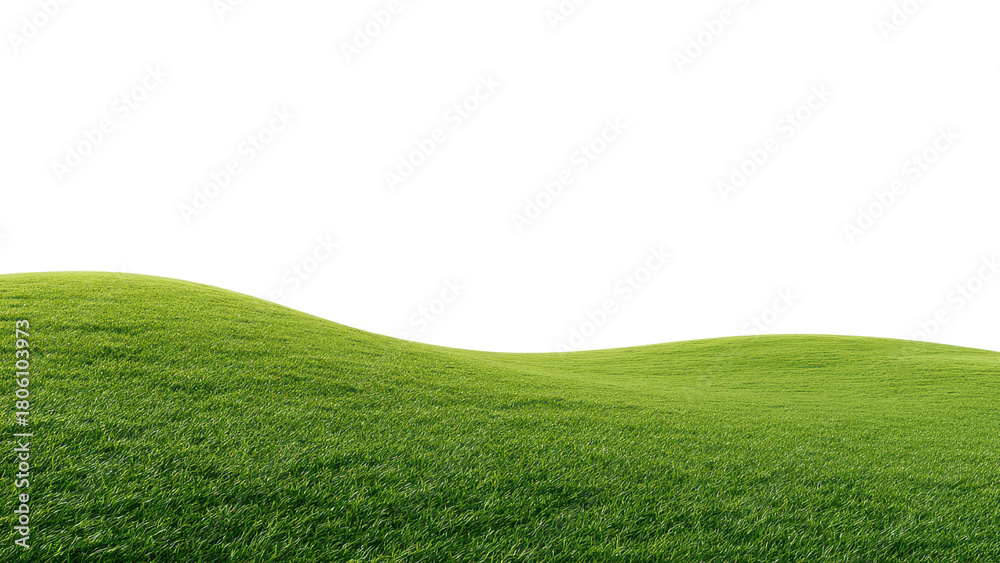 Obraz premium Lush Green Rolling Hills Under Clear Blue Sky in Summer Landscape