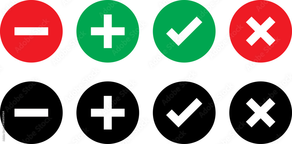Fototapeta premium Set of oval icons representing mathematical operations and choices