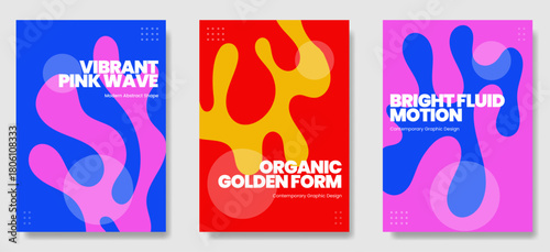 Vibrant Abstract Fluid Shape Poster Set – Colorful Organic Blob Collection