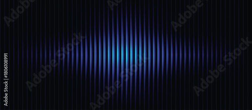 Blue wave glow grainy gradient background template. Trendy ribbed glass waves effect texture with futuristic vintage aesthetic and nostalgic retro chrome. Abstract vertical line gradient
