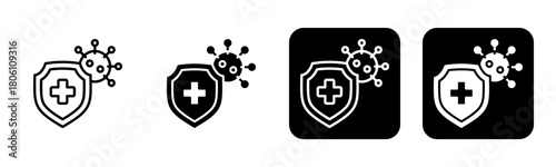 Preventive Icon Line and Black Fill Style Collection