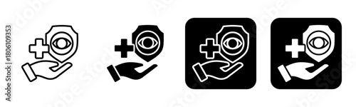 Vision Care Icon Line and Black Fill Style Collection