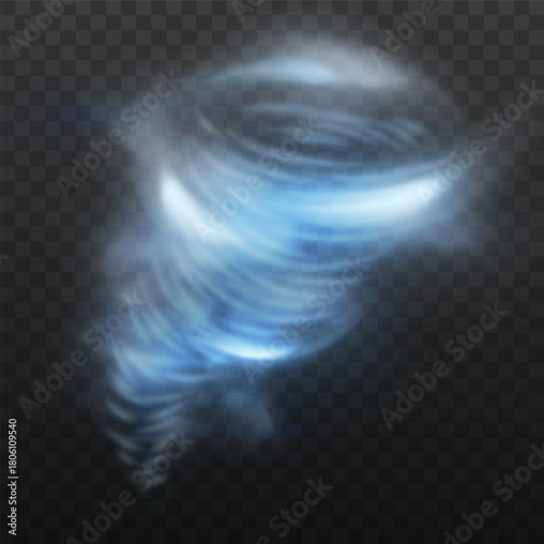 Realistic tornado storm, hurricane wind vortex, vector 3D cyclone twister storm, whirlwind air vortex funnel