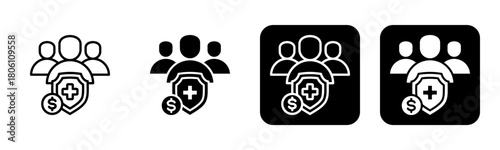 Health Insurance Icon Line and Black Fill Style Collection