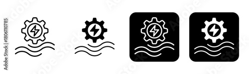 Hydropower Icon Line and Black Fill Style Collection