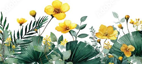 Spring time seamless border spring flowers background, pink blossoms branches isolated

  