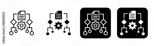 Algorithm Icon Line and Black Fill Style Collection
