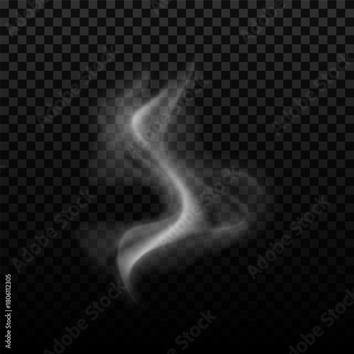 Smoke white steam, vapor or mist wavy flow, vector realistic overlay candle smoke effect, smoky cloud, misty fog swirls