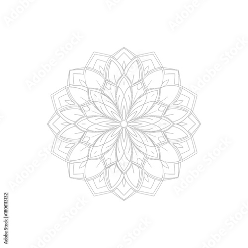 Intricate floral mandala design with delicate lines and symmetrical patterns, creating a calming and meditative visual.