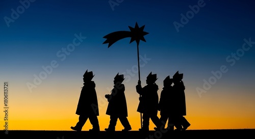 Epiphany Sternsinger Germany, star singers silhouettes