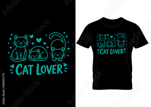 Minimalist Cat Lover Graphic Tee – Cute Kitty Illustration Vector Custom Creative Vintage Typography appeal cat lover mug, t-shirt, hoodie, and cloth design template