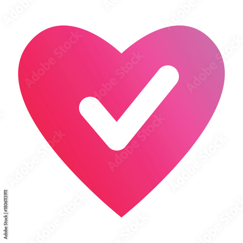 チェックマークのバッジアイコン　認証マーク　ハート　心臓　RGB