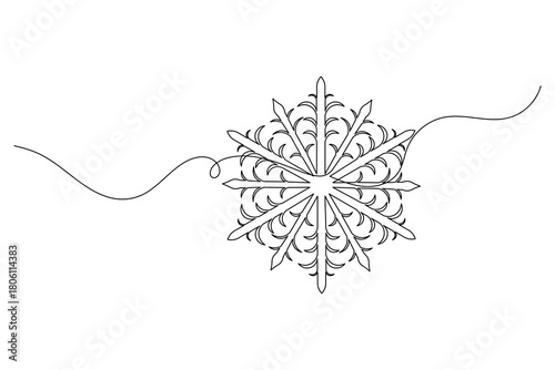 snowflakes minimalist one line drawing of winter for christmas outline vector