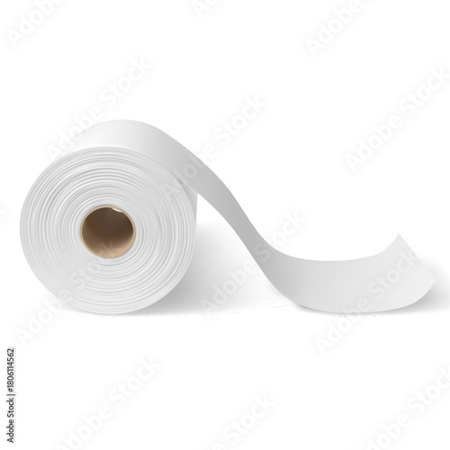 White toilet paper, hygiene tissue roll mock up, realistic vector bathroom sanitary napkin scroll with carton spool tube