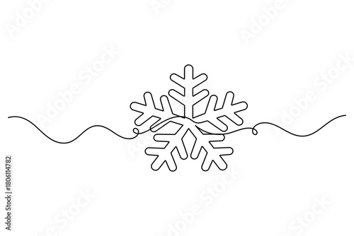 snowflakes minimalist one line drawing of winter for christmas outline vector