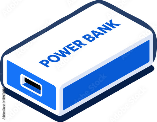 Power bank isometric illustration on white background