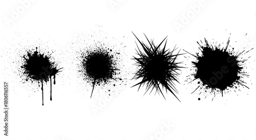Ink splatter collection on white
