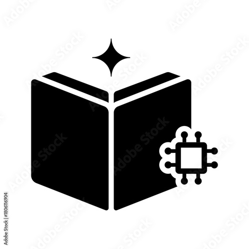 Adaptive learning platform book AI flat icon education
