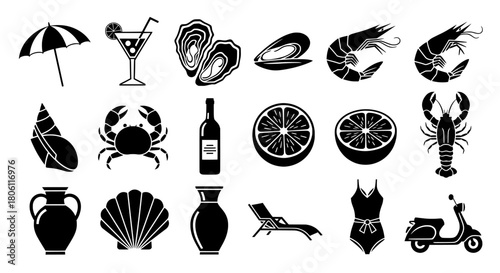 Summer vacation icon set