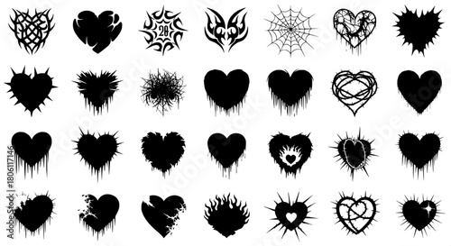 Heart set dark grunge style