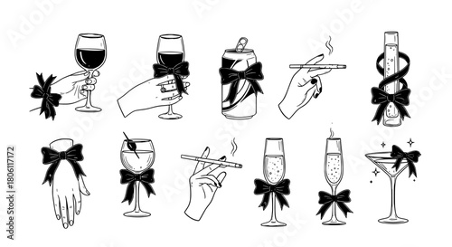 Celebration party and drink icons