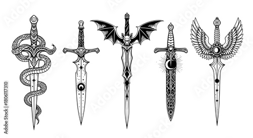 Sword fantasy illustration set