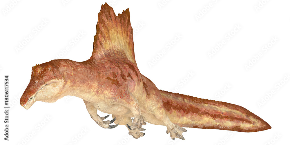 Obraz premium 3D rendering of a prehistoric Spinosaurus dinosaur.