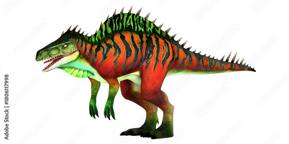 Fototapeta premium Colorful illustration of a spinosaurus dinosaur.