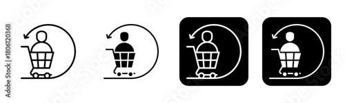 Returning Visitor Icon Line and Black Fill Style Collection