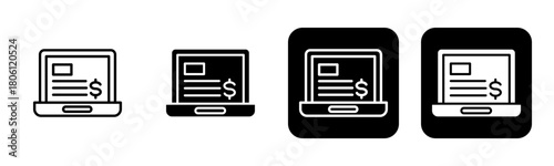 Display Ads Icon Line and Black Fill Style Collection