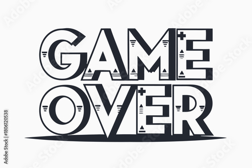 Creative game over lettering displays unique typography on a plain background, evoking retro style