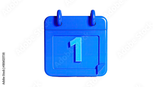 Blue calendar icon shows the number one on a black backdrop