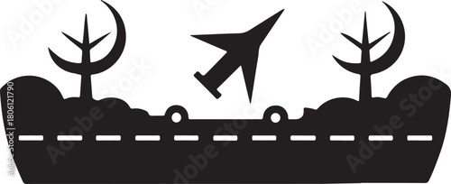 Air Travel and Road Transport Silhouette Icon