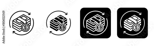 Money Flow Icon Line and Black Fill Style Collection
