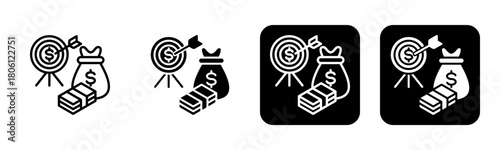 Financial Goals Icon Line and Black Fill Style Collection